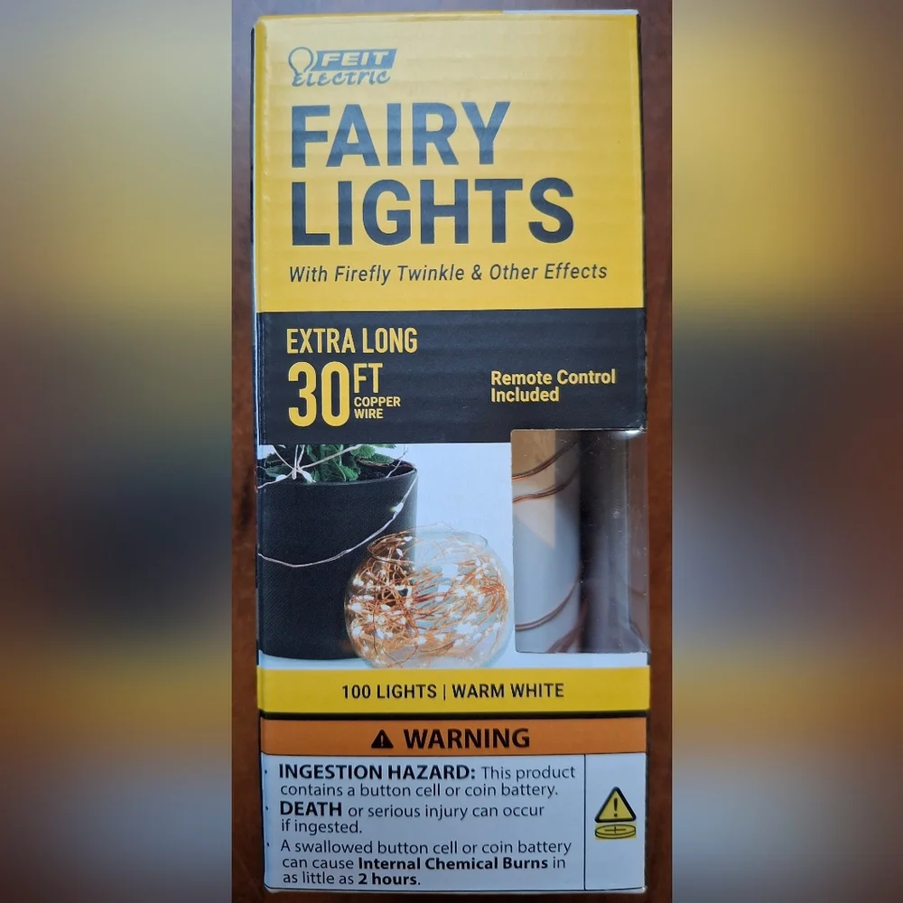 Feit LED Fairy String Lights Warm White -or- Multi-Colored 30ft 100 Lights